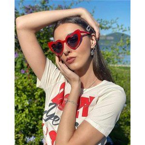 Vintage Heart Shaped RED Sunglasses Women & Stylish Eyeglasses